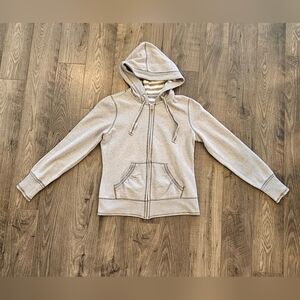 Women's szL Gray Zip-Up Hoodie Fall School Cozycore Weekend Casual Comfy Neutral